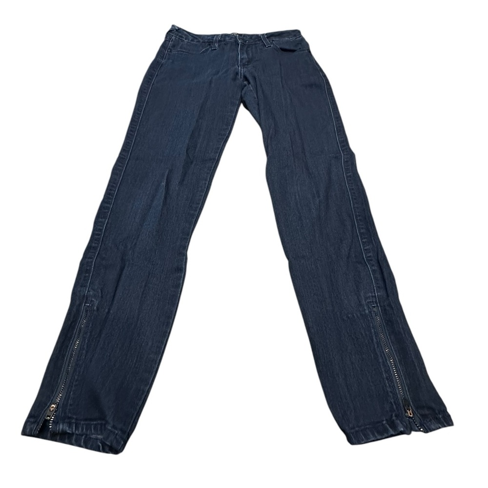 Dark Blue Denim Jeans with Zipper Detail